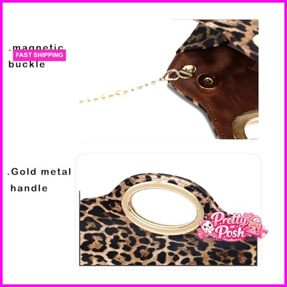 Top Handle Clutch Evening Bag with Detachable Chain Crossbody Purse - Picture 5 of 7